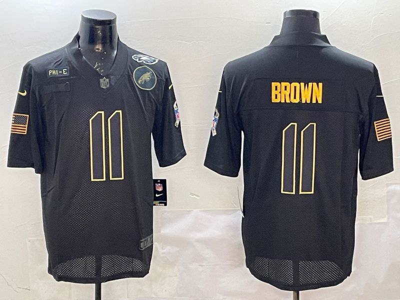 Men Philadelphia Eagles #11 Brown Black 2025 Nike Salute to Service Limited NFL Jersey style 11